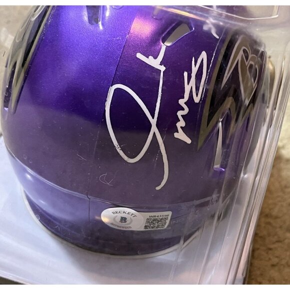 Derrick Mason Signed Baltimore Ravens Flash Alternate Mini Helmet W/ Beckett COA - Picture 2 of 5